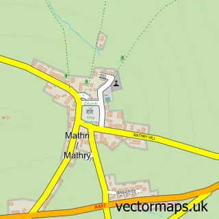 Street map sample of Mathry, Dyfed
