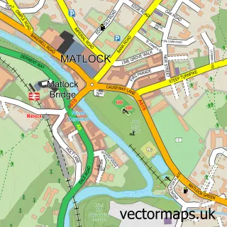Street map sample of Matlock, Derbyshire