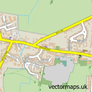 Street map sample of Mattishall, Norfolk