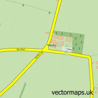 Street map sample of Mautby, Norfolk