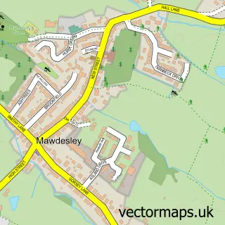 Street map sample of Mawdesley, Lancashire