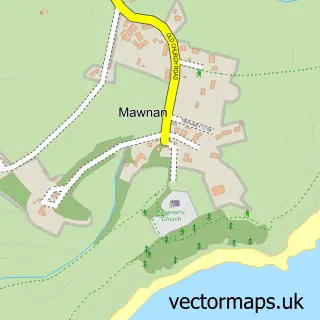 Street map sample of Mawnan, Cornwall