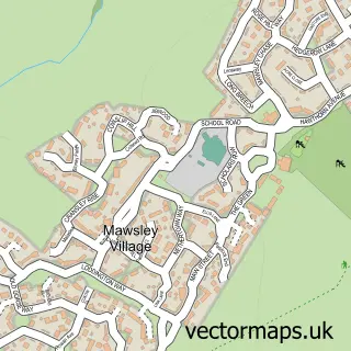 Street map sample of Mawsley, Northamptonshire