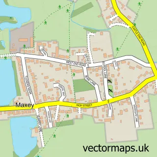 Street map sample of Maxey, Cambridgeshire