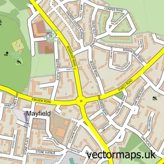 Street map sample of Mayfield, Midlothian