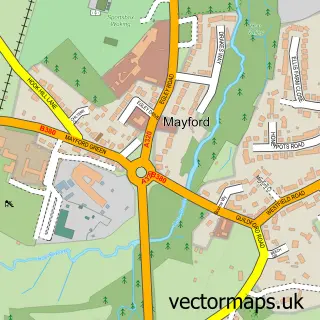 Street map sample of Mayford, Surrey