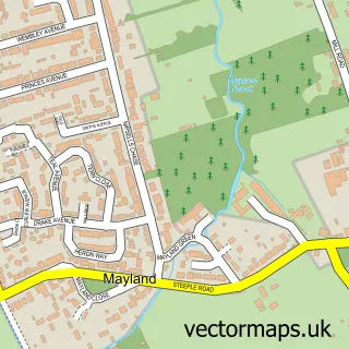Street map sample of Mayland, Essex
