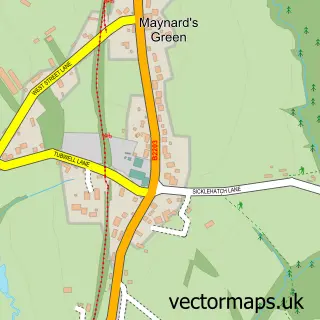 Street map sample of Maynard's Green, East Sussex