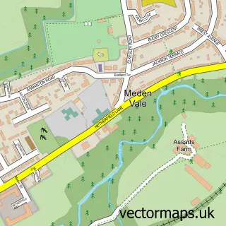Street map sample of Meden Vale, Nottinghamshire