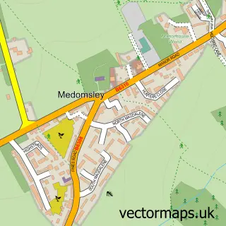 Street map sample of Medomsley, Durham
