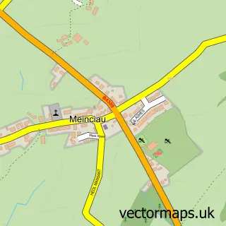 Street map sample of Meinciau, Dyfed