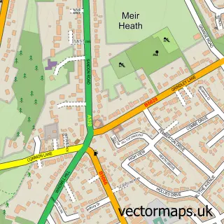Street map sample of Meir Heath, Staffordshire