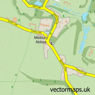 Street map sample of Melbury Abbas, Dorset