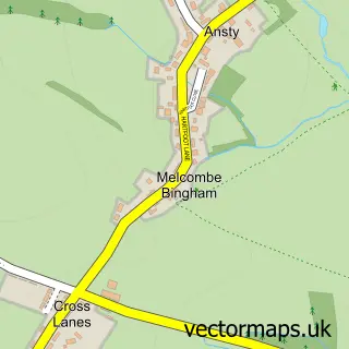 Street map sample of Melcombe Bingham, Dorset