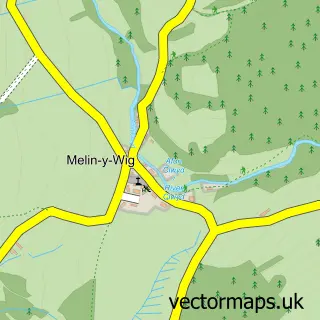 Street map sample of Melin y wig, Clwyd