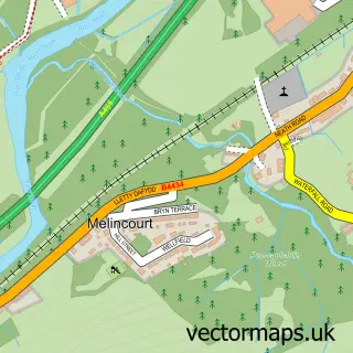 Street map sample of Melincourt, West Glamorgan