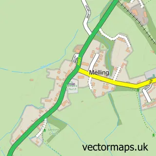 Street map sample of Melling, Lancashire