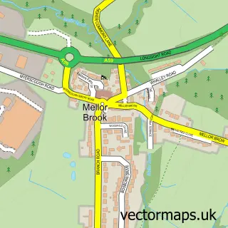 Street map sample of Mellor Brook, Lancashire