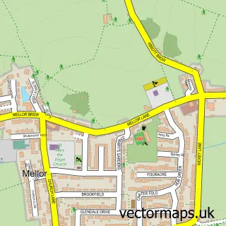 Street map sample of Mellor, Lancashire