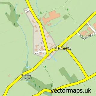 Street map sample of Melmerby, North Yorkshire