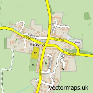 Street map sample of Melsonby, North Yorkshire