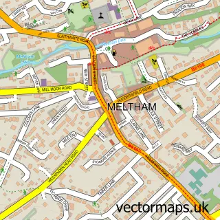 Street map sample of Meltham, West Yorkshire