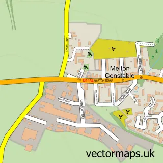 Street map sample of Melton Constable, Norfolk