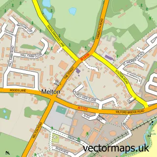 Street map sample of Melton, Suffolk