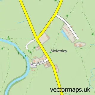 Street map sample of Melverley, Shropshire