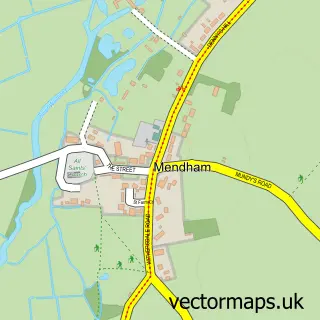 Street map sample of Mendham, Suffolk