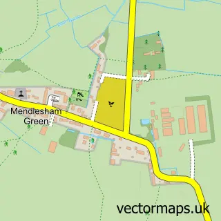 Street map sample of Mendlesham Green, Suffolk