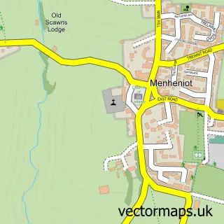 Street map sample of Menheniot, Cornwall