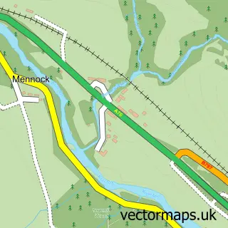 Street map sample of Mennock, Dumfries