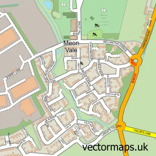 Street map sample of Meon Vale, Warwickshire