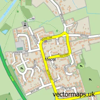 Street map sample of Mepal, Cambridgeshire
