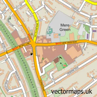 Street map sample of Mere Green, West Midlands