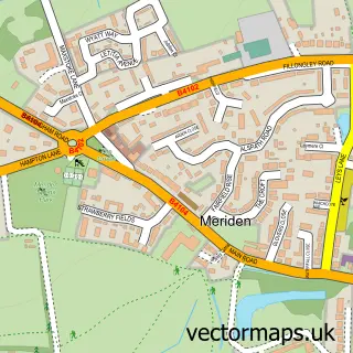 Street map sample of Meriden, West Midlands