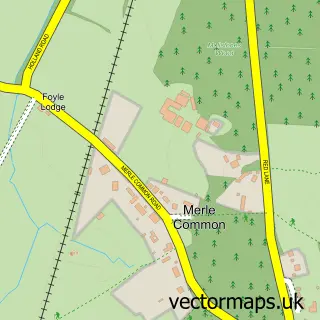 Street map sample of Merle Common, Surrey