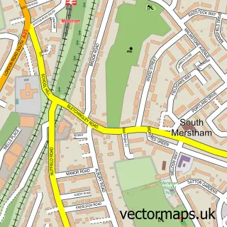 Street map sample of Merstham, Surrey