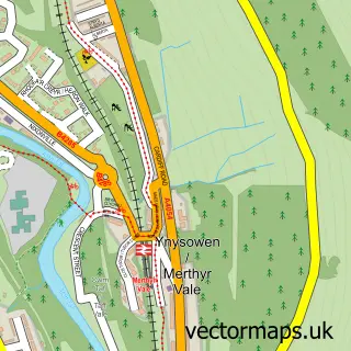 Street map sample of Merthyr Vale, Mid Glamorgan