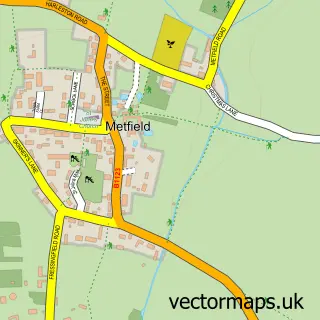 Street map sample of Metfield, Suffolk