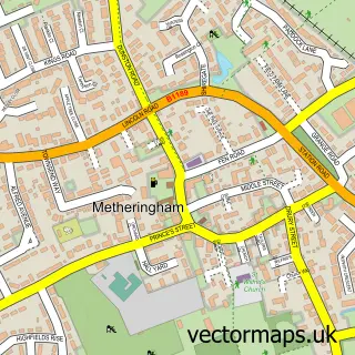 Street map sample of Metheringham, Lincolnshire