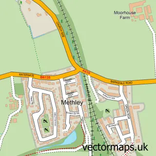 Street map sample of Methley Junction, West Yorkshire