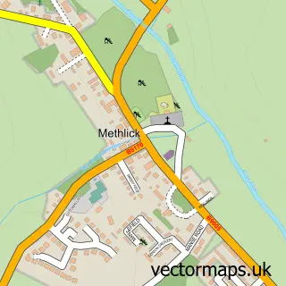 Street map sample of Methlick, Aberdeenshire