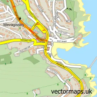 Street map sample of Mevagissey, Cornwall