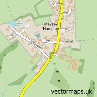 Street map sample of Meysey Hampton, Gloucestershire