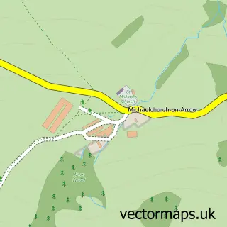 Street map sample of Michaelchurch on Arrow, Powys