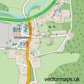 Street map sample of Mickleham, Surrey