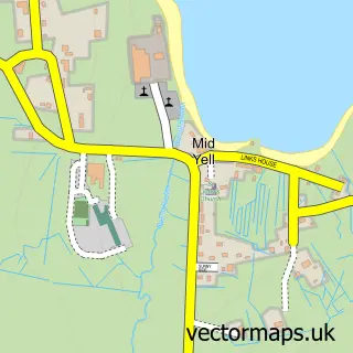 Street map sample of Mid Yell, Shetland