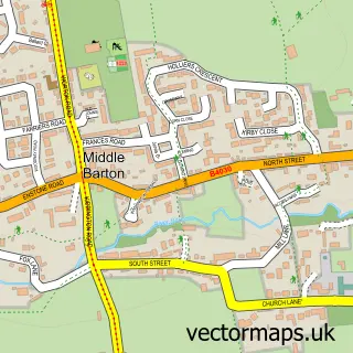 Street map sample of Middle Barton, Oxfordshire